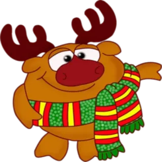 🙂 renifer, boże narodzenie, kreskówka, szalik, zwierzę, święto telegram sticker
