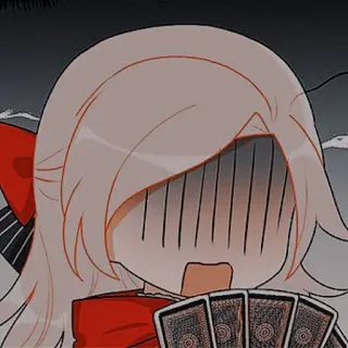🍯 Anime, Mädchen, Cartoon, Spielkarten, rote Schleife, geschockt, genervt telegram sticker