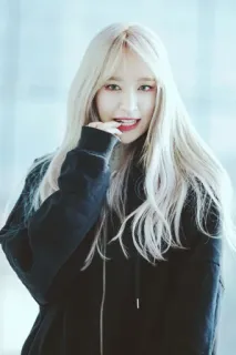 🦋 woman, blonde, portrait, hoodie, korean, asian, idol telegram sticker