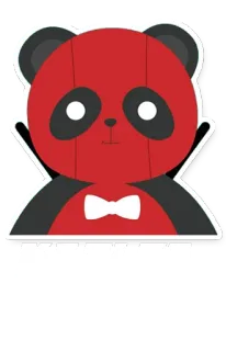 😎 Panda, Rouge, Dessin animé, Mignon, Animal, Personnage telegram sticker