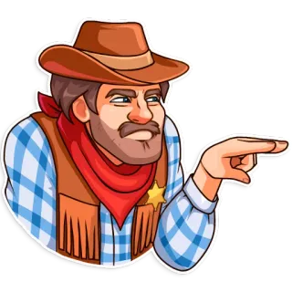 😒 Cowboy, Shérif, Pointer, Western, Personnage, Autocollant telegram sticker