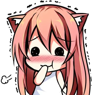 😂 Fille anime, Chibi, Mignon, Rouge, Gêné(e), Oreilles de chat telegram sticker