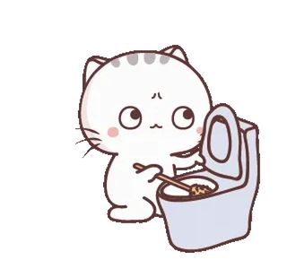 🚽 gato, sanita, limpeza, fofo, desenho animado, adesivo whatsapp sticker
