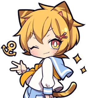 ⚓ 애니메이션, 고양이, 귀여운, 윙크, 만화, 선원, 귀여움 telegram sticker