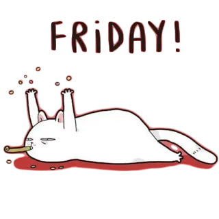 🎉 FRIDAY! sexta-feira, celebração, gato, festa, fim de semana, desenho animado whatsapp sticker