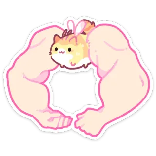 💪 cat, muscles, cute, funny, animal, cartoon, kawaii, hamster telegram sticker