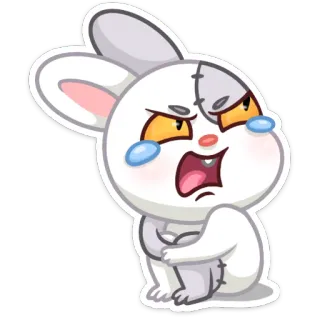 😭 khóc, thỏ, buồn, khó chịu, hoạt hình, nhãn dán telegram sticker