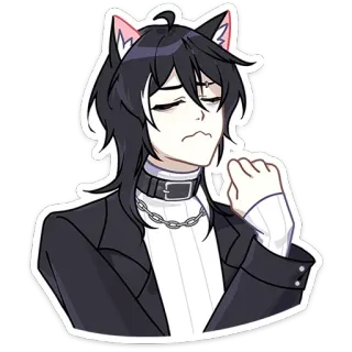 🙄 애니메이션, 고양이 귀, 이모, 스티커, 귀여운, 만화 telegram sticker