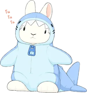 🐰 Tu
Tu
Tu Hase, Kaninchen, Hai, Einteiler, Tier, Süß, Cartoon whatsapp sticker