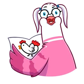 😬 vogel, kip, cartoon, dier, tekening whatsapp sticker