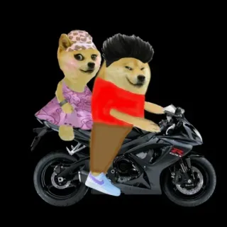 😏 Doge Doge Meme doge, cheems, motorcycle, motorbike, meme, funny, riding telegram sticker