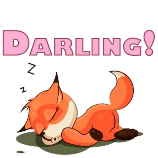 😜 DARLING! raposa, dormindo, querido, fofo, animal, desenho animado whatsapp sticker