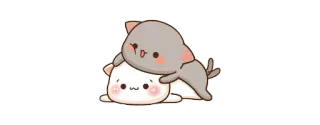 😍 猫, かわいい, 可愛い, 桃, 猫, 動物 telegram sticker