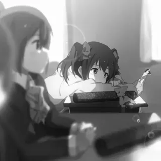 📓 Anime, Monochrom, Traurig, Schule, Mädchen, Süß telegram sticker