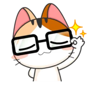 🤓 猫, 絵文字, ステッカー, 可愛い, メガネ, OKサイン telegram sticker