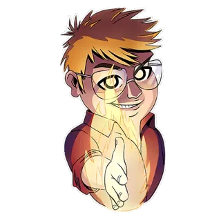 🔥 Dessin animé, Personnage, Flammes, Lunettes, Poignée de main whatsapp sticker