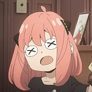 😵 Anya Forger Spy x Family Anime, Spy x Family, Anya Forger, Cartoon, Lustiges Gesicht, Schielend, Gesichtsausdruck telegram sticker