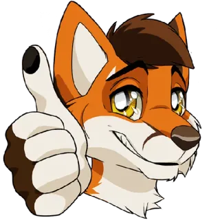 👍 лиса, палец вверх, мультфильм, животное, пушистый, позитивный telegram sticker