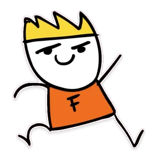 😏 Cartoon, Figur, Strichmännchen, Zeichnung, Orange, Krone whatsapp sticker