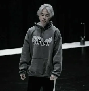🌑 MELAN kpop, чимин, мелан, серая толстовка, серый, корейский, знаменитость telegram sticker