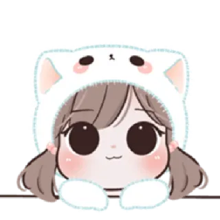 😊 carino, ragazza, gatto, anime, kawaii, personaggio, adesivo whatsapp sticker