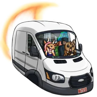 🚐 M-TESS veicolo, furgone, auto, guida, animazione, cartoni animati, personaggi whatsapp sticker
