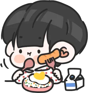😋 Cartone animato, Cibo, Mangiare, Carino, Colazione whatsapp sticker