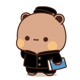 🐻 beruang, kartun, pelajar, imut, seragam sekolah, buku telegram sticker