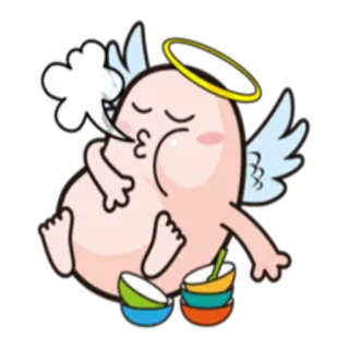 🍣 angel, cartoon, cute, food, bowls, halo telegram sticker