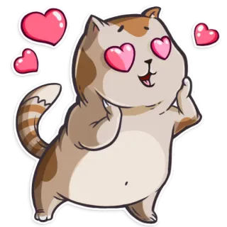 😍 gato, corazones, amor, lindo, animal telegram sticker