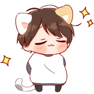 💞 Anime, Chibi, Gato, Lindo, Orejas, Brillos whatsapp sticker