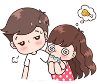 🍗 Dessin animé, Couple, Amour, Faim, Nourriture, Poulet telegram sticker
