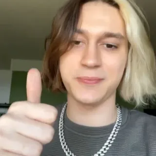 👍 personne, pouce levé, sourire, collier, cheveux telegram sticker