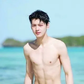 〽 Modelo masculino, Playa, Torso, Abdominales, Agua, Océano, Sol, Sin camisa telegram sticker
