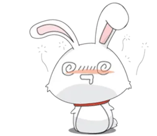 😵 lapin, dessin animé, étourdi, blanc, animal, autocollant, mignon, expression whatsapp sticker