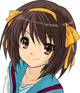 😊 Haruhi Suzumiya The Melancholy of Haruhi Suzumiya Аниме, Персонаж, Девушка, Брюнетка, Школьница, Судзумия Харухи telegram sticker
