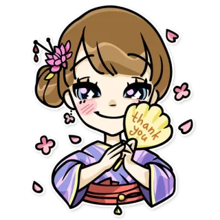 ☺ thank you Аниме, Девушка, Спасибо, Фан, Милый telegram sticker