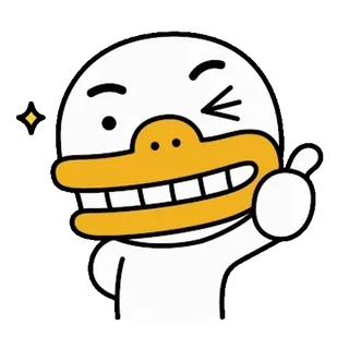 💬 Dibujo animado, Pato, Pulgar arriba, Positivo, Emoji telegram sticker