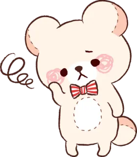😣 Bär, süß, Schleife, kawaii, Cartoon telegram sticker