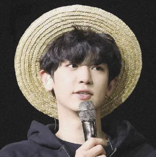 🥂 homme, personne, microphone, chapeau, chant, K-pop whatsapp sticker