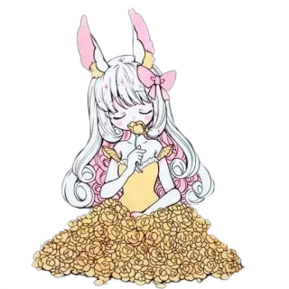 😌 アニメ, バニー, 女の子, バラ, かわいい, カワイイ telegram sticker