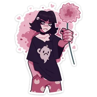 🌺 девушка, призрак, аниме, иллюстрация, милый, розовый telegram sticker