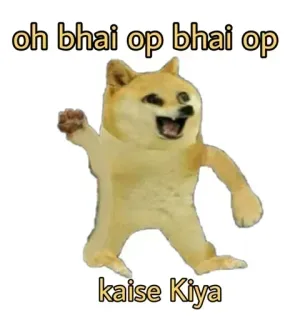 🔥 Doge Internet Meme oh bhai op bhai op kaise Kiya doge, meme, shiba inu, funny, bhai, op, excited telegram sticker