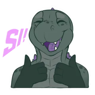 👍 SU! lizard, thumbs up, cartoon whatsapp sticker