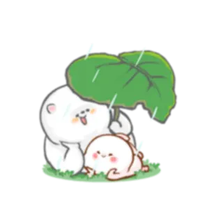 🌧 niedźwiedź, zwierzę, słodki, deszcz, parasol, liść whatsapp sticker