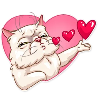 😘 gato, corazón, amor, beso, cariño, lindo, animal, pegatina telegram sticker