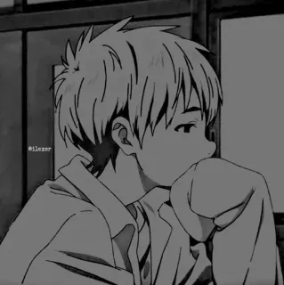 🎵 @ilexer Anime, Jongen, Verdrietig, Zwart-wit, Manga telegram sticker