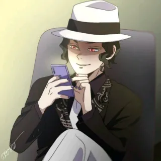 🌈 Muzan Kibutsuji Demon Slayer Muzan Kibutsuji, Demon Slayer, anime, character, hat, cellphone telegram sticker