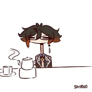 🐾 Zhongli Genshin Impact Anime, Genshin Impact, Personagem, Zhongli, Chá, Fanart telegram sticker
