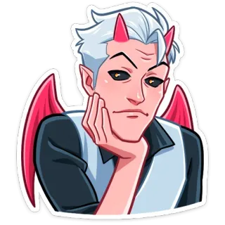 ☹️ diable, démon, dessin animé, personnage, cornes, ailes whatsapp sticker